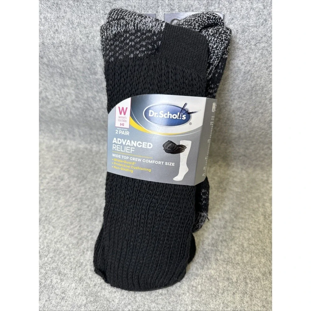 Dr. Scholl's Women's Advanced Relief Wide Top Crew Comfort 2 Pair Size 8-12